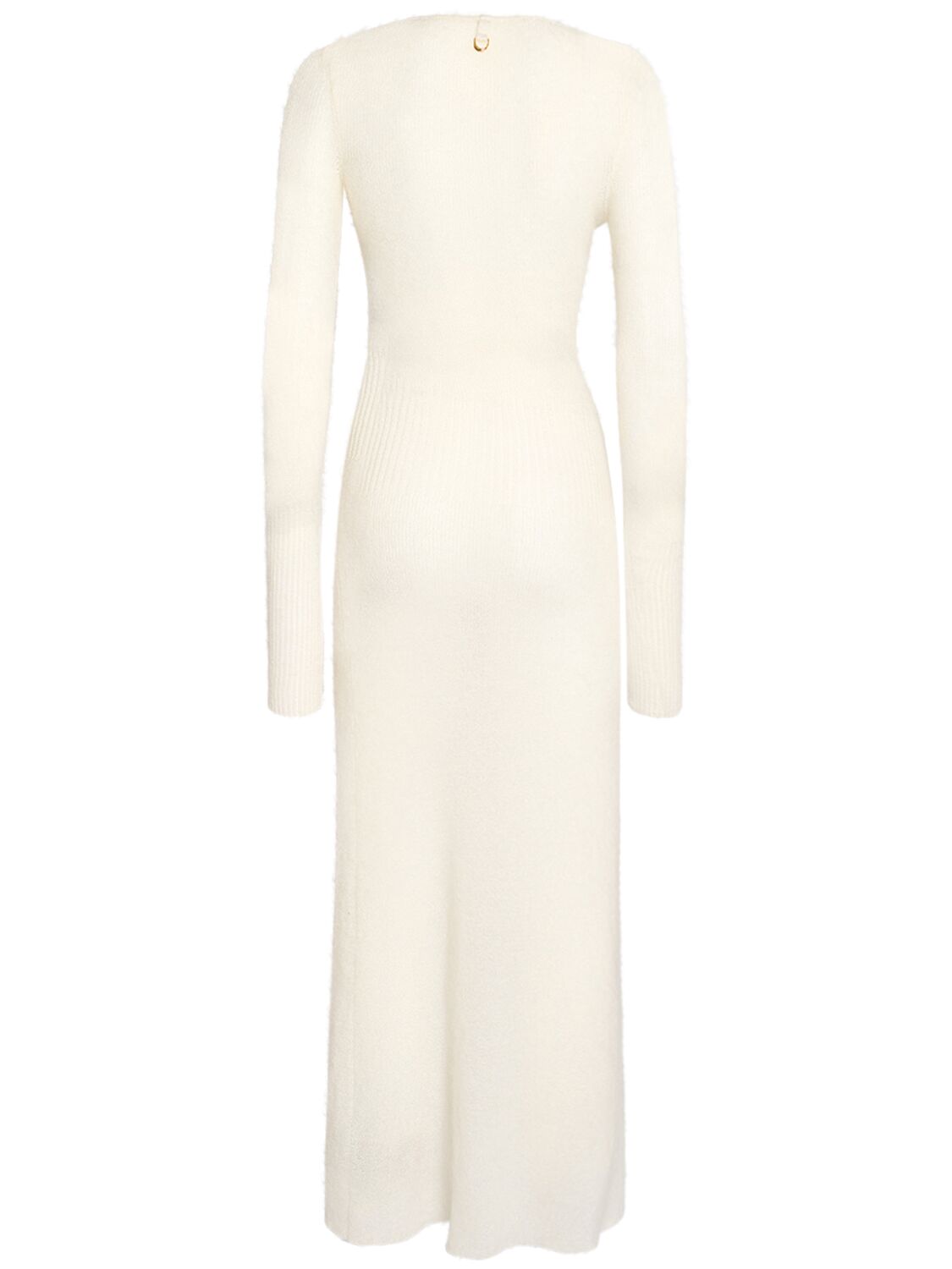 Shop Jacquemus La Robe Alzou Mohair Blend Midi Dress In Ivory