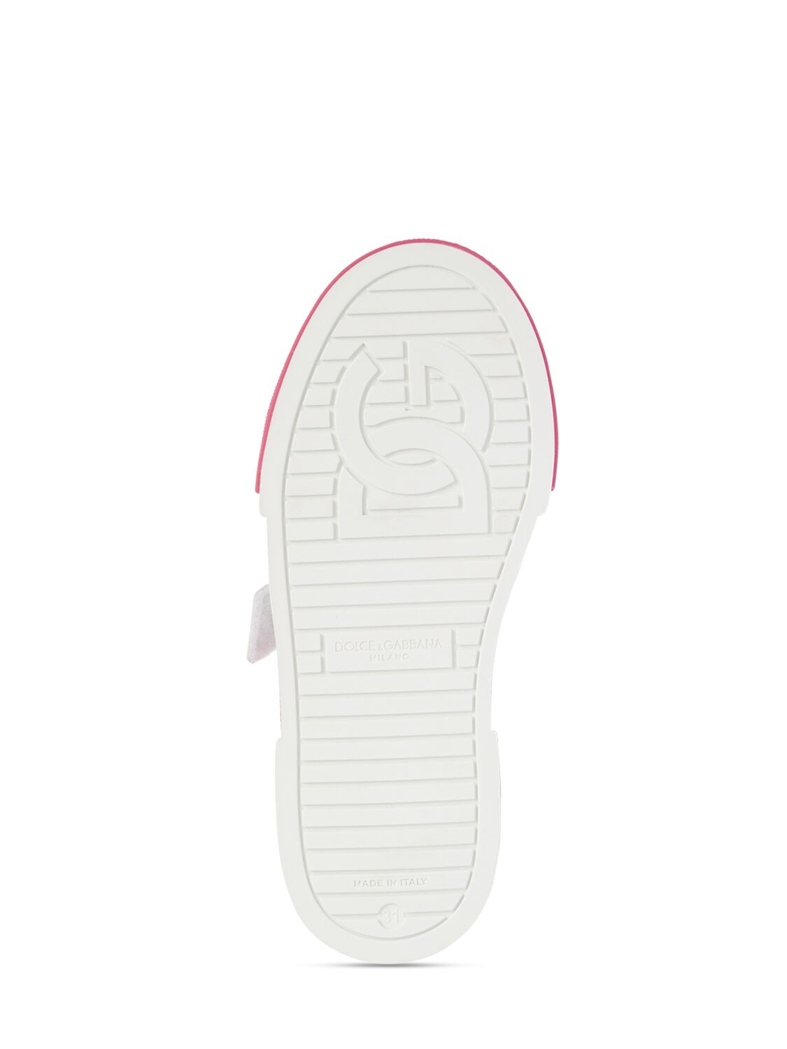 Shop Dolce & Gabbana Leather Strap Sneakers In Weiss,fuchsia