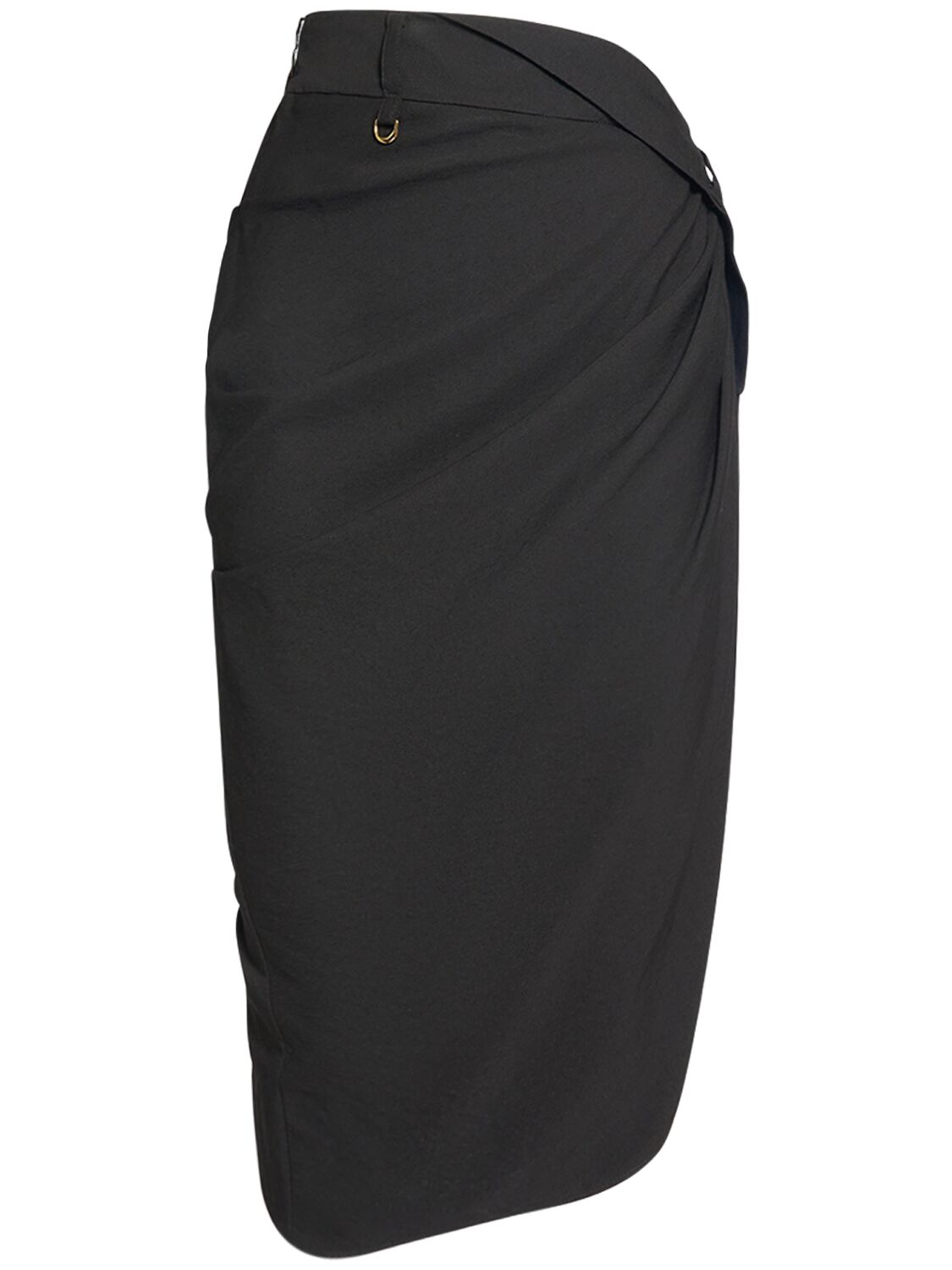 Jacquemus La Jupe Saudade Satin Midi Wrap Skirt In Black
