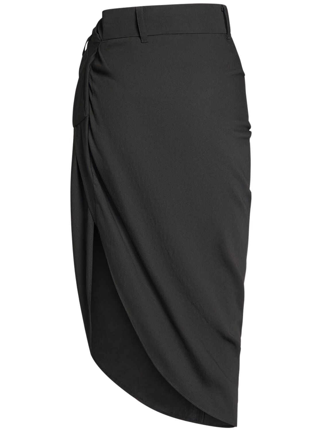 Shop Jacquemus La Jupe Saudade Satin Midi Wrap Skirt In Black