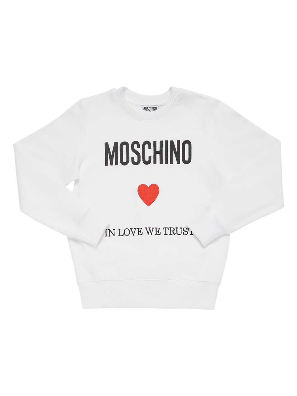 Moschino Kids' 印花棉质针织运动衫 In White