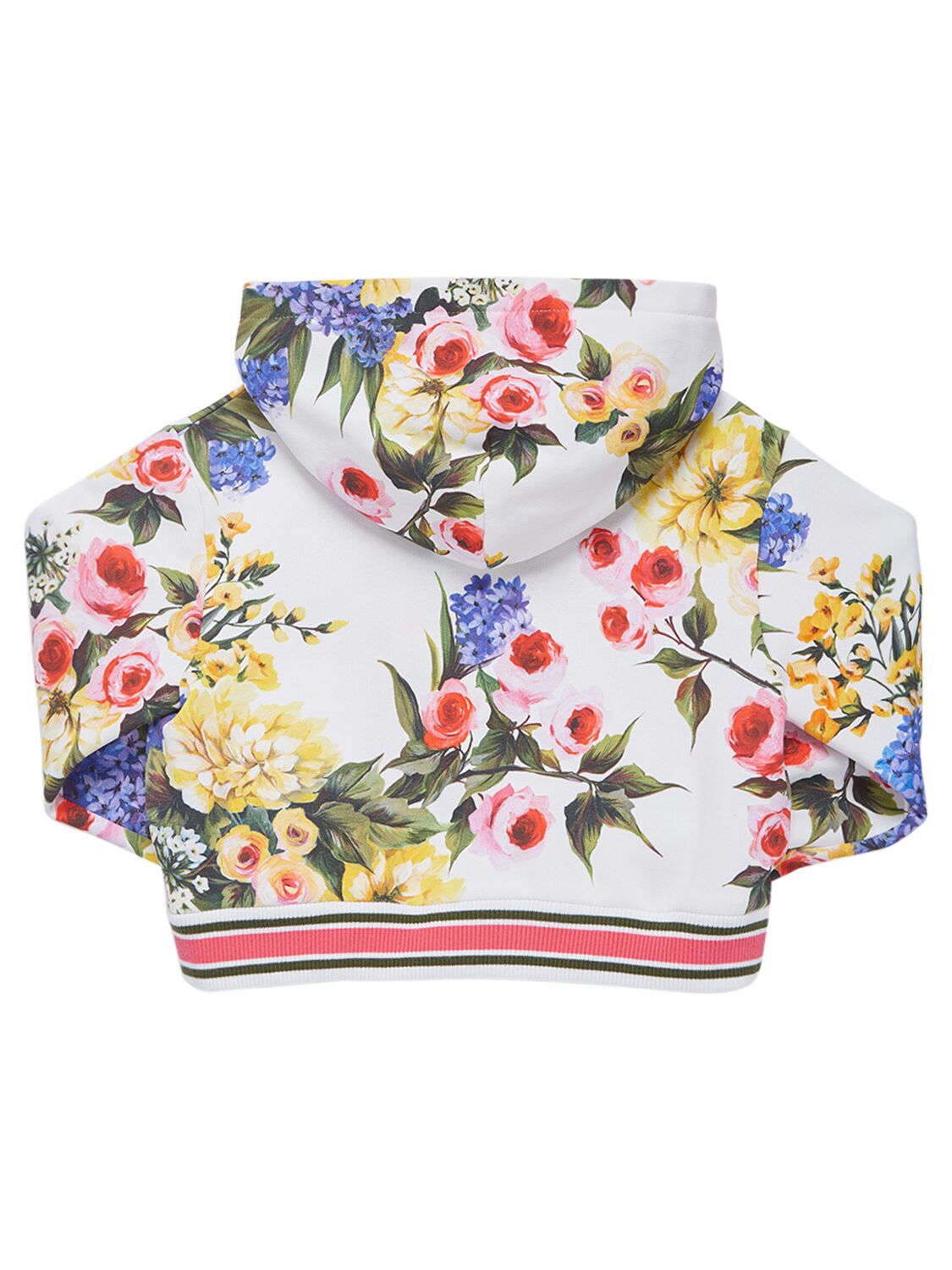 Shop Dolce & Gabbana Flower Printed Cotton Hoodie In Weiss