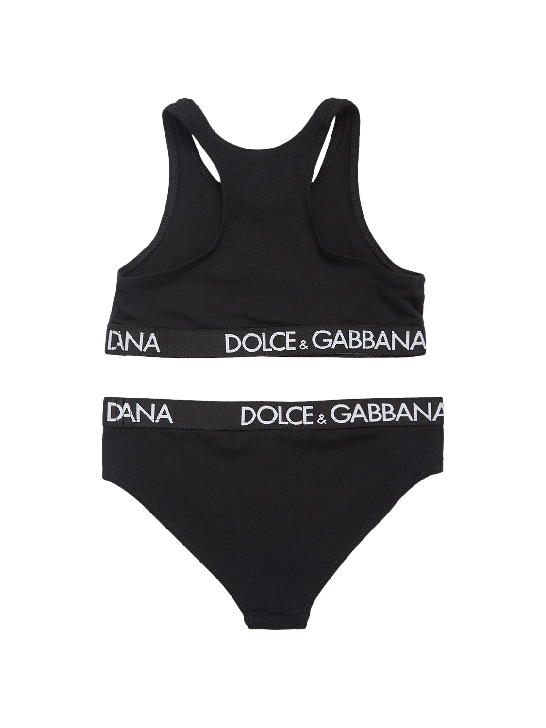 Shop Dolce & Gabbana Logo Cotton Blend Bra & Briefs In Schwarz