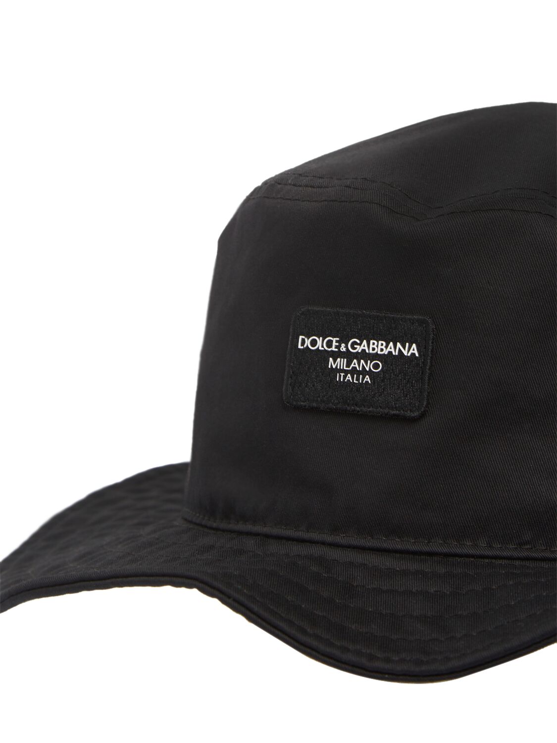 Shop Dolce & Gabbana Cotton Bucket W/ Logo Patch In Schwarz