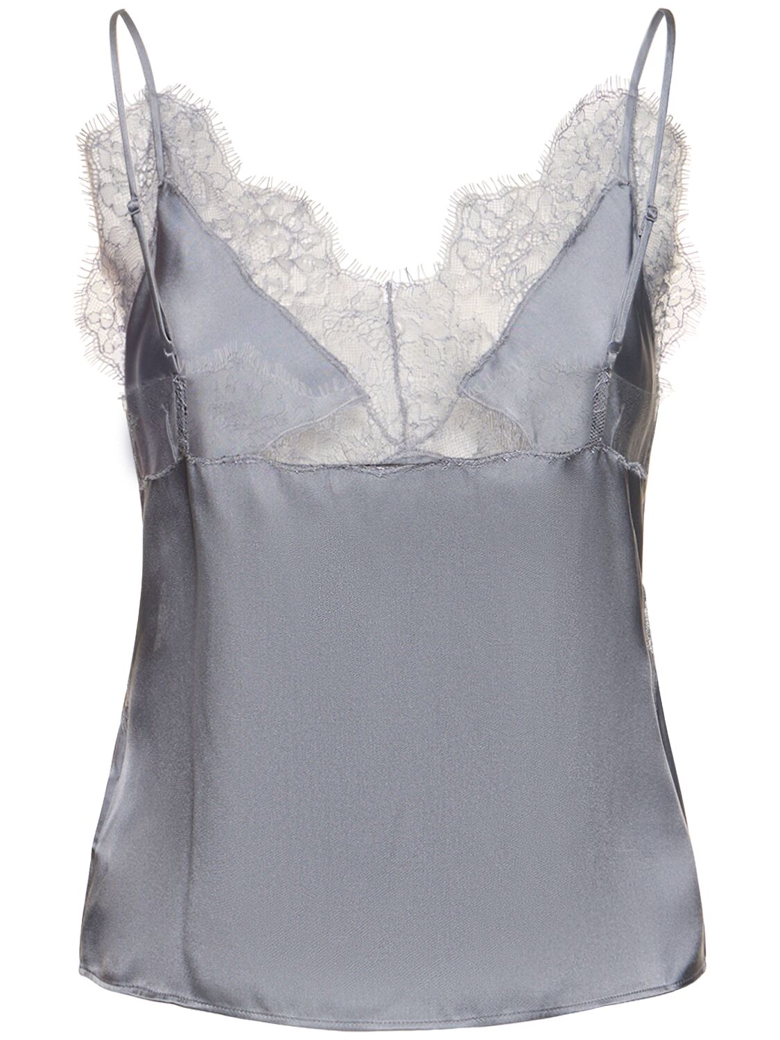Shop Anine Bing Amelie Silk Blend Camisole W/lace In Grey