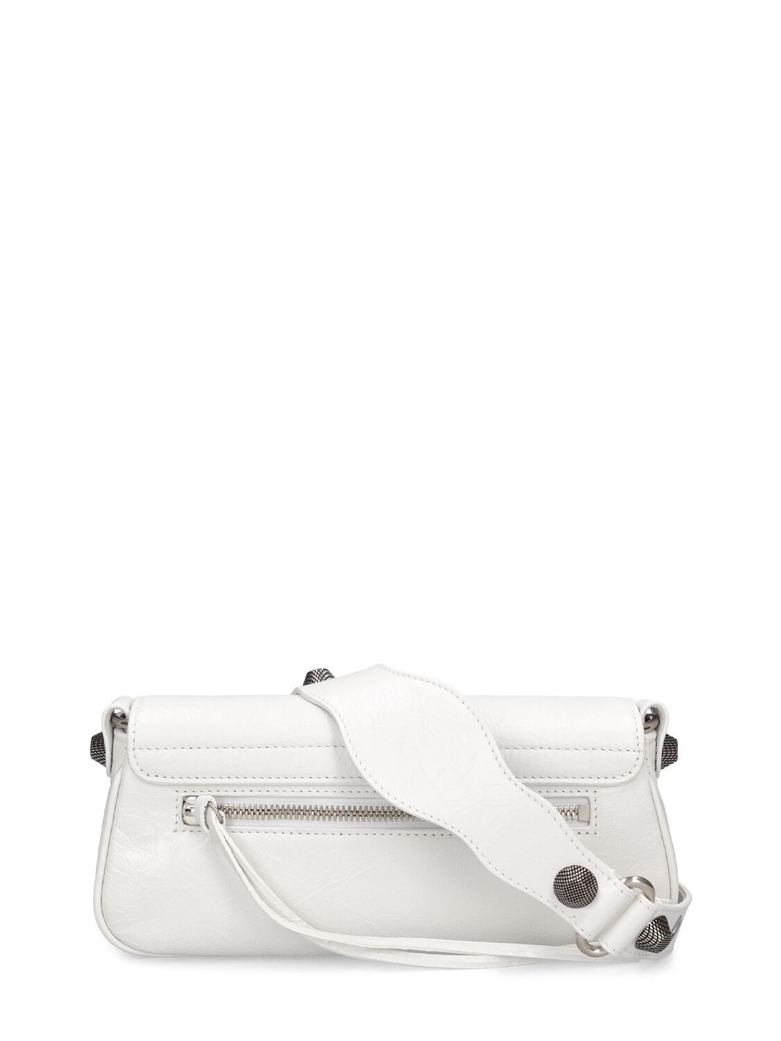 Shop Balenciaga Xs Le Cagole Sling Leather Bag In Optic White