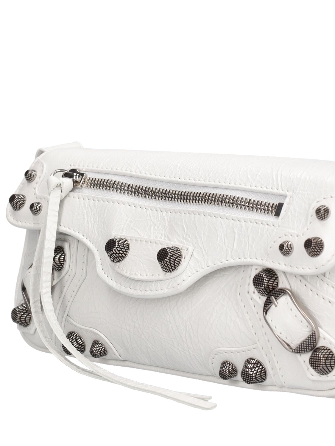 Shop Balenciaga Xs Le Cagole Sling Leather Bag In Optic White