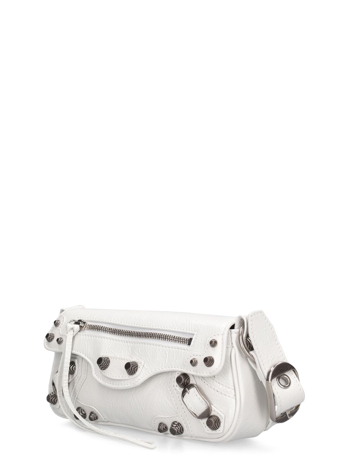 Shop Balenciaga Xs Le Cagole Sling Leather Bag In Optic White