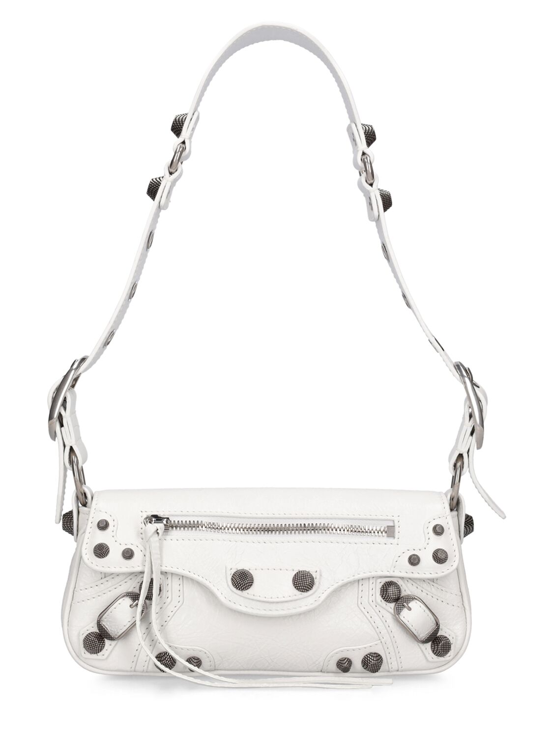 Shop Balenciaga Xs Le Cagole Sling Leather Bag In Optic White