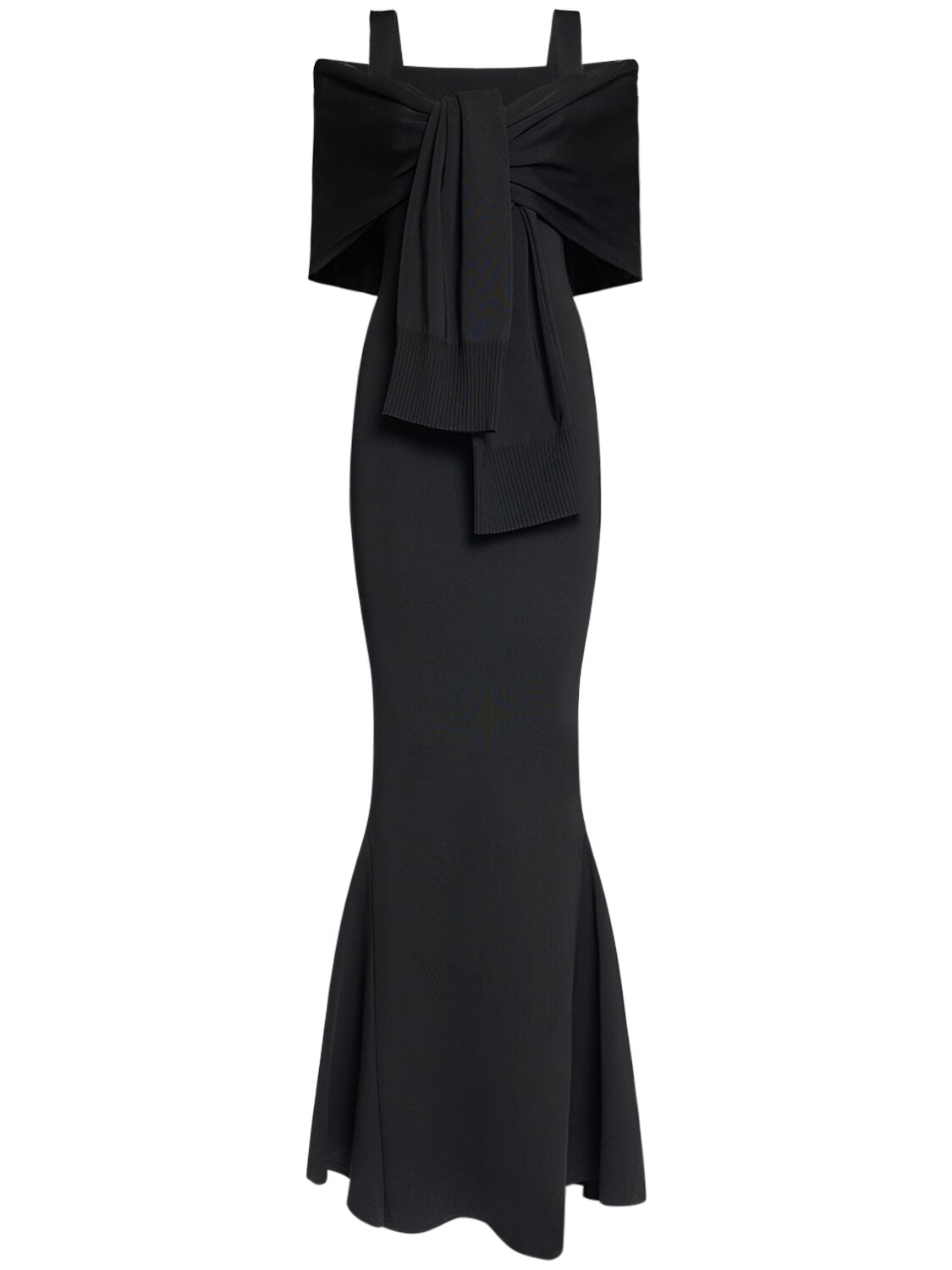 Jacquemus La Robe Doble Knit Dress W/ Knot In Black