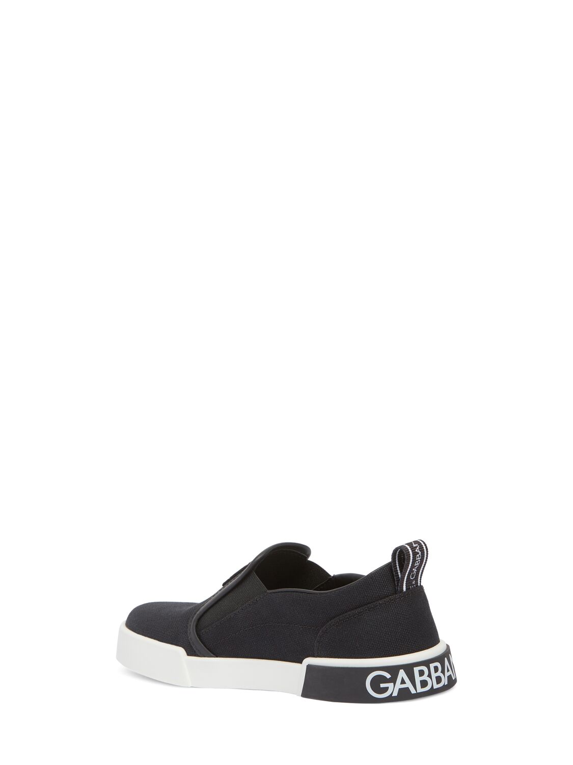 Shop Dolce & Gabbana Canvas & Leather Slip-on Sneakers In Black
