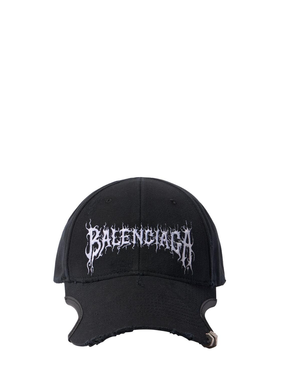 Balenciaga Logo Cotton Drill Cap In Washed Black