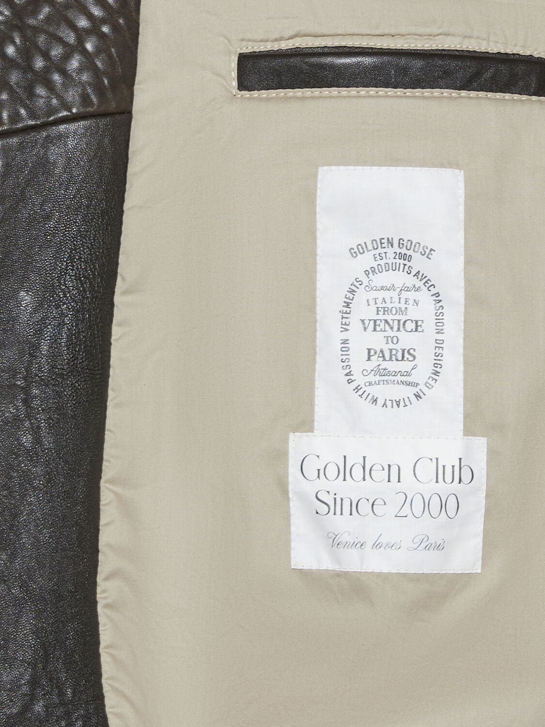 Shop Golden Goose Journey Aviator Leather Jacket In 다크 브라운