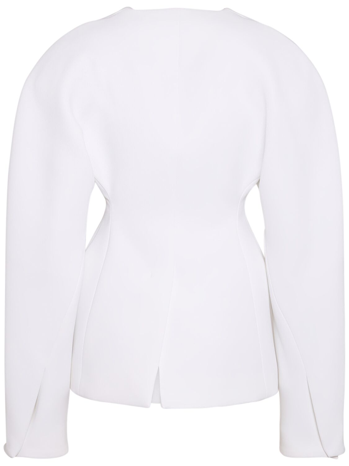Shop Jacquemus La Veste Ovalo Cady Collarless Jacket In White