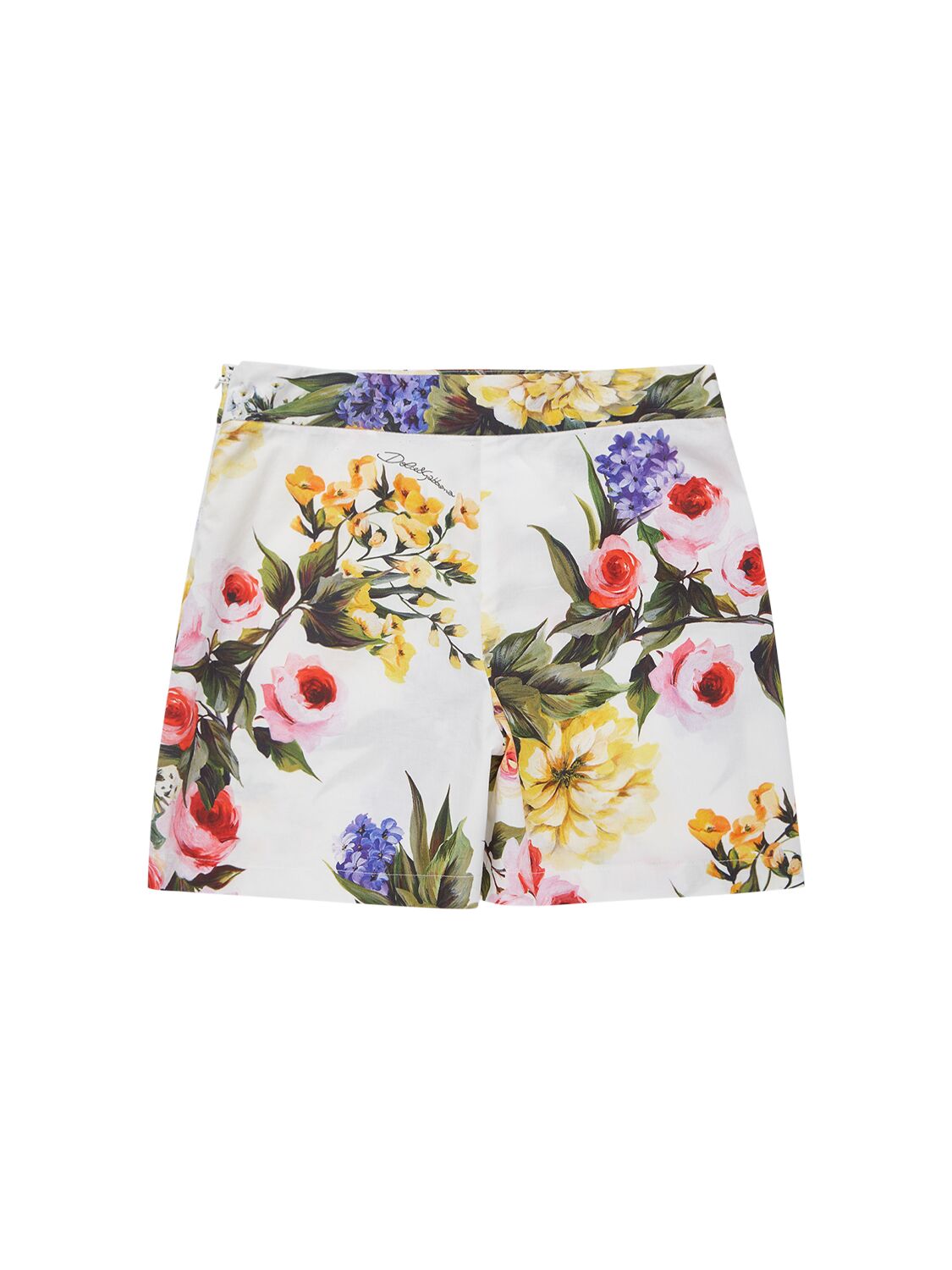 Shop Dolce & Gabbana Flower Printed Cotton Shorts In Weiss