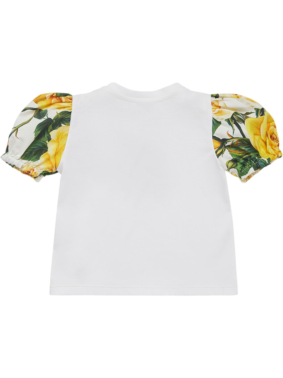 Shop Dolce & Gabbana Flower Print Cotton T-shirt In Weiss,gelb