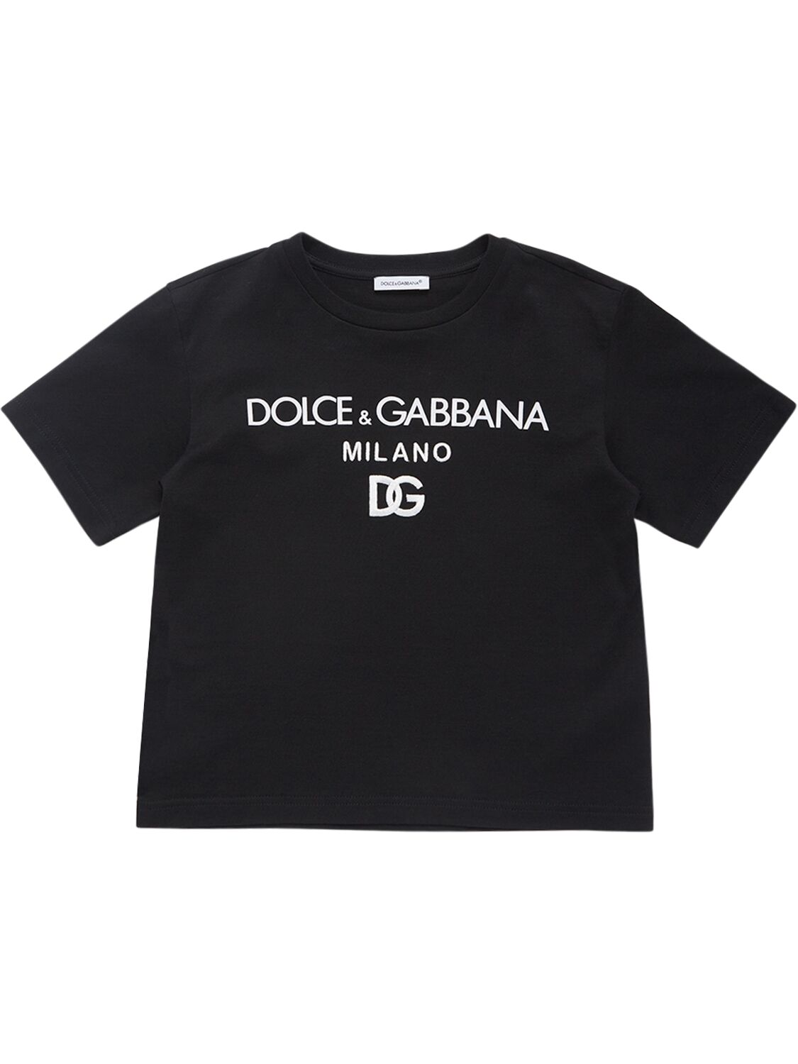 Dolce & Gabbana Kids' T-shirt Aus Baumwolljersey Mit Logodruck In Schwarz