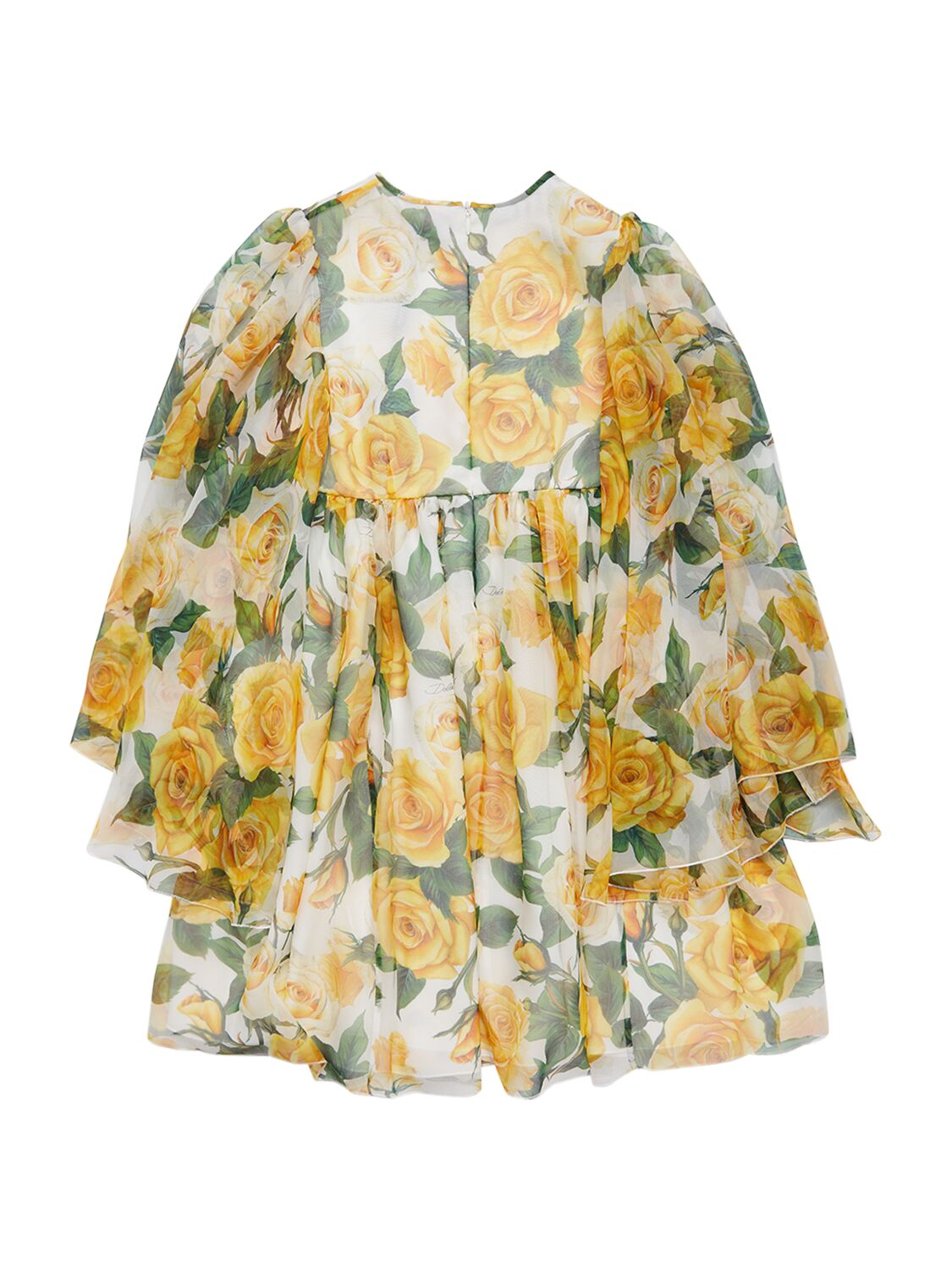 Shop Dolce & Gabbana Flower Printed Silk Dress In Weiss,gelb