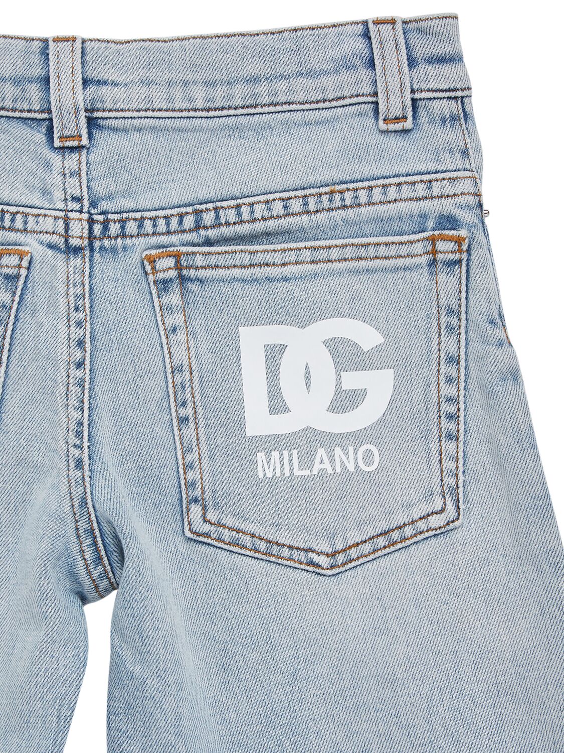 Shop Dolce & Gabbana Cotton Denim Shorts In Hellblau