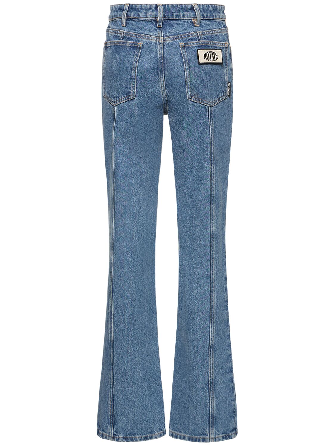 Shop Rotate Birger Christensen Straight Cotton Denim Jeans In Blue