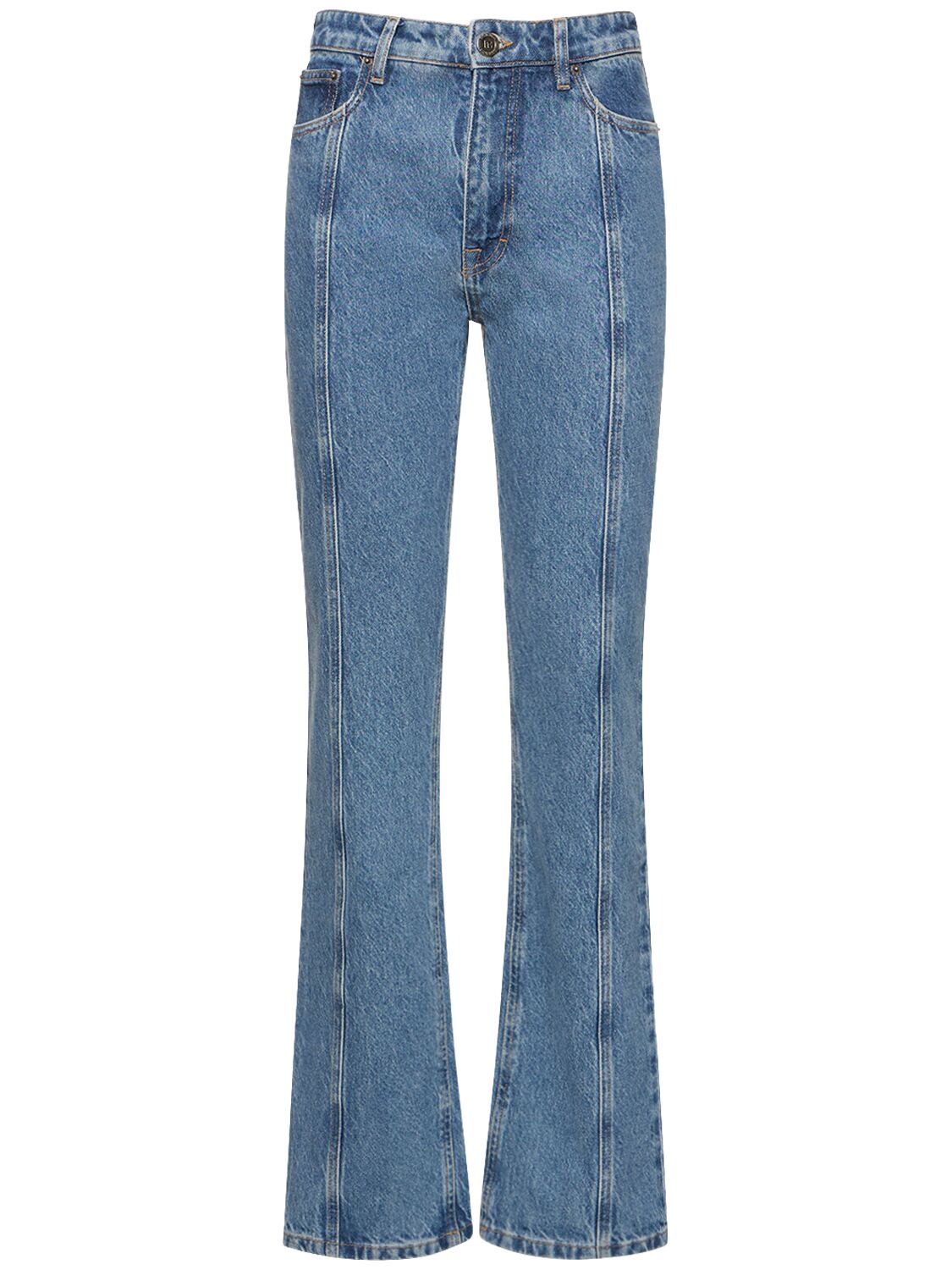 Rotate Birger Christensen Straight Cotton Denim Jeans In Blue