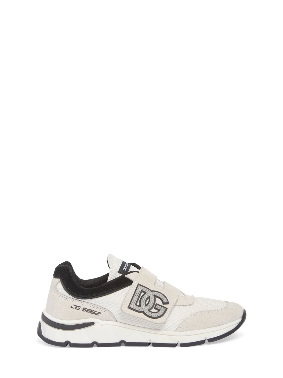 Dolce & Gabbana Kids' Leather Strap Sneakers In White,black