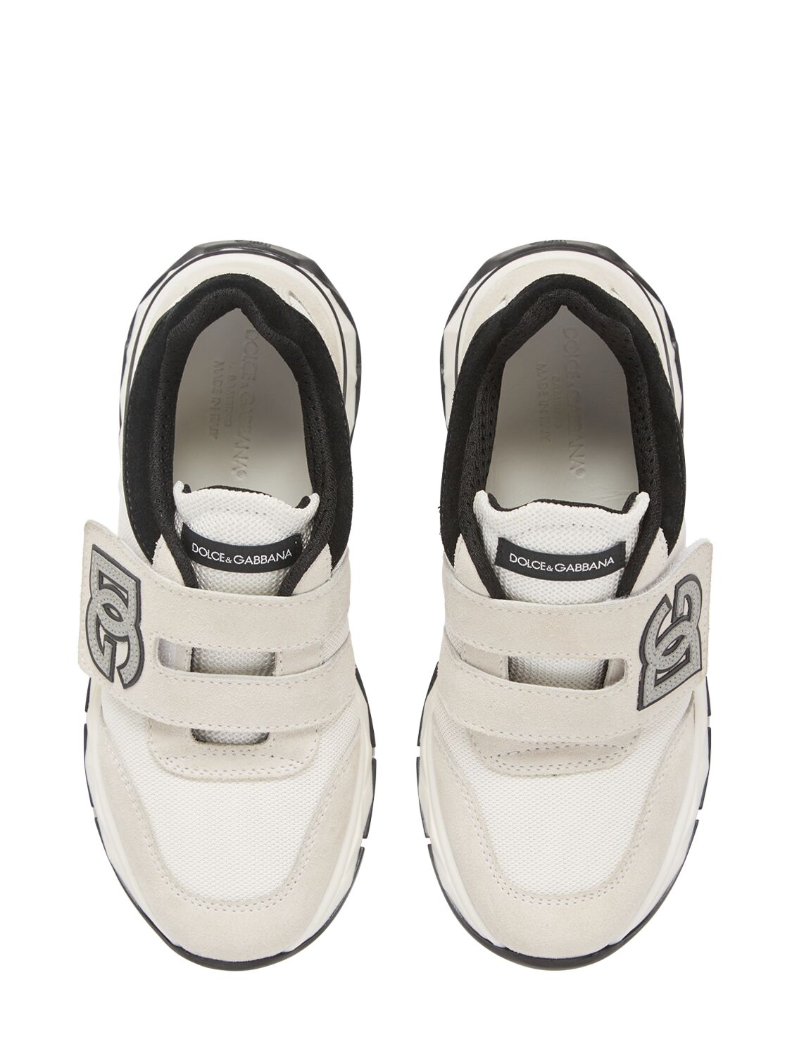 Shop Dolce & Gabbana Leather Strap Sneakers In White,black