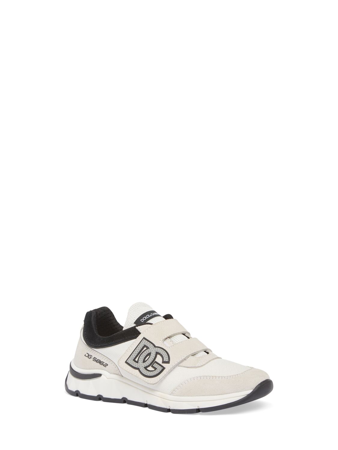 Shop Dolce & Gabbana Leather Strap Sneakers In White,black