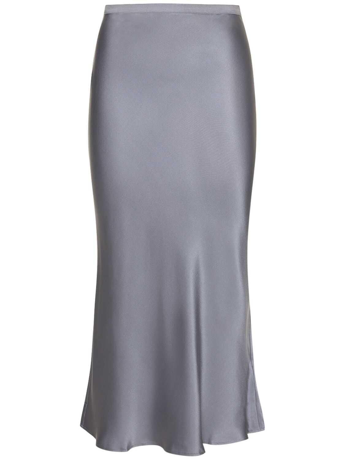 Shop Anine Bing Bar Silk Midi Skirt In Grey