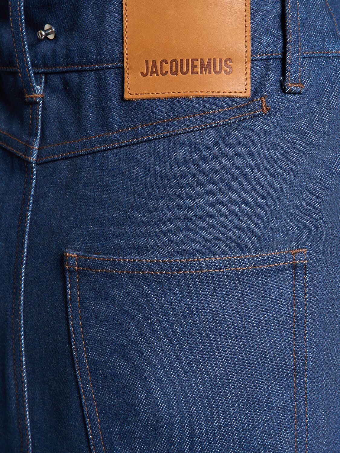 Shop Jacquemus La Jupe De-nimes Obra Denim Skirt In Dark Blue