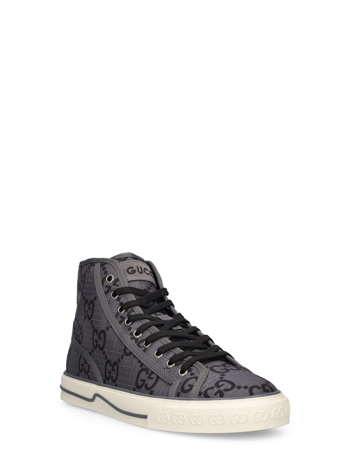 Shop Gucci Gg Tennis Ripstop Tech Sneakers In Black,grey