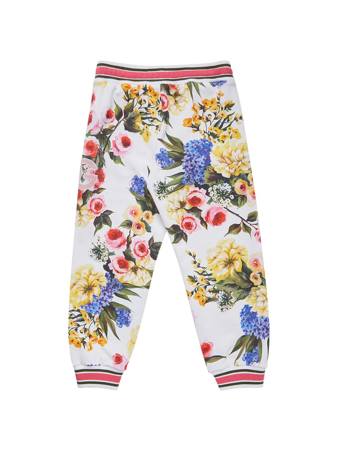 Shop Dolce & Gabbana Printed Cotton Jersey Sweatpants In Weiss