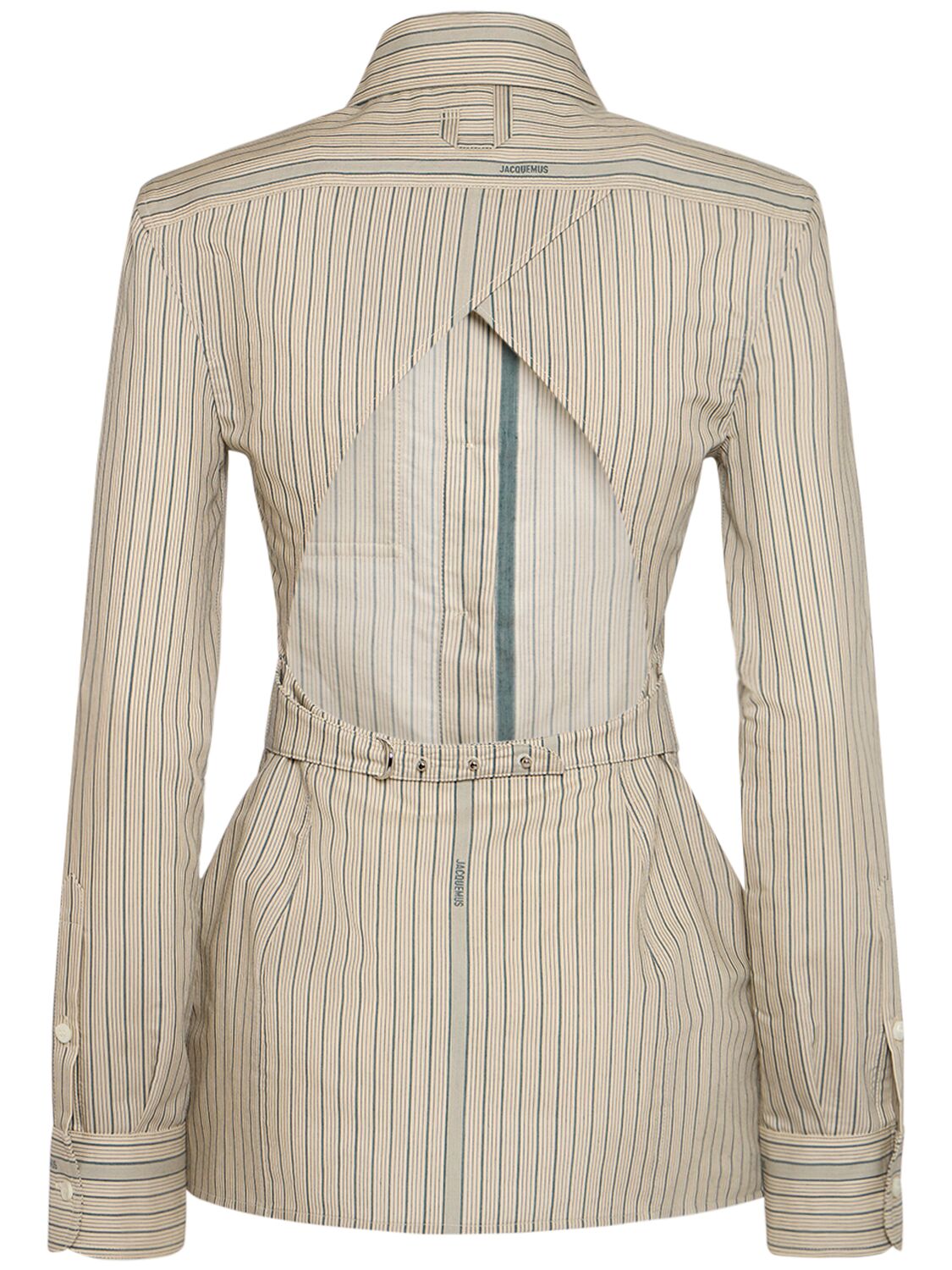 Shop Jacquemus La Chemise De Costume Striped Silk Shirt In Multi,beige