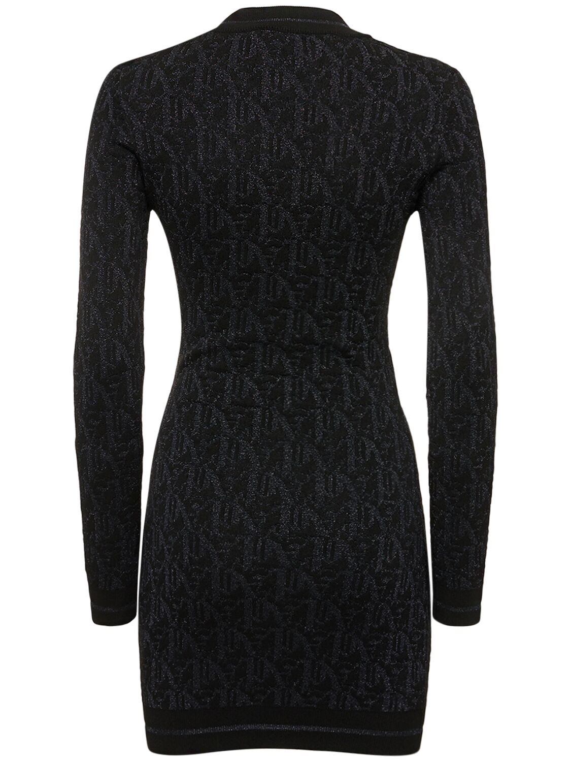 Shop Palm Angels Monogram Viscose Blend Mini Dress In Black