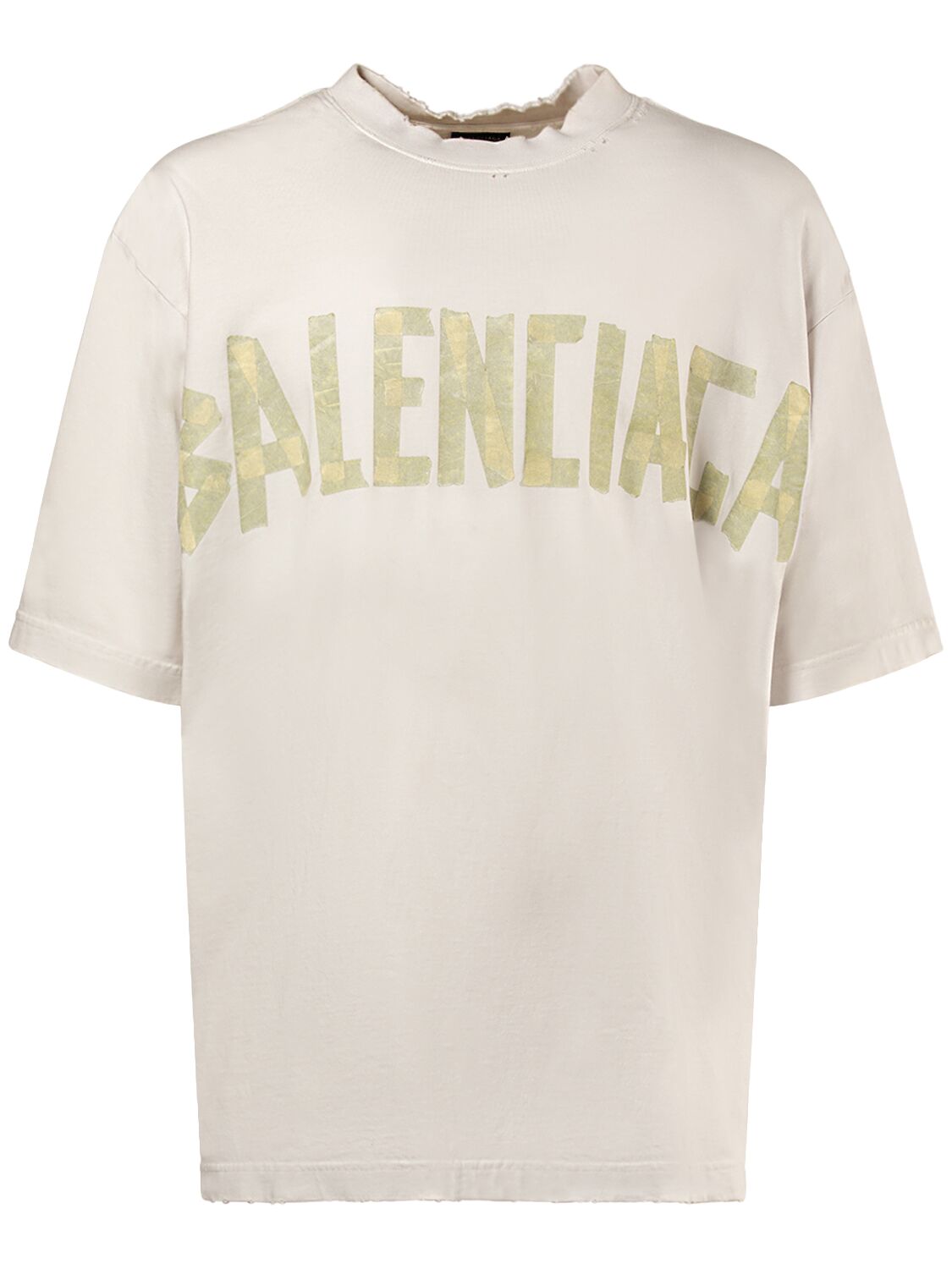 Balenciaga Tape Type Vintage Cotton T-shirt In Neutral