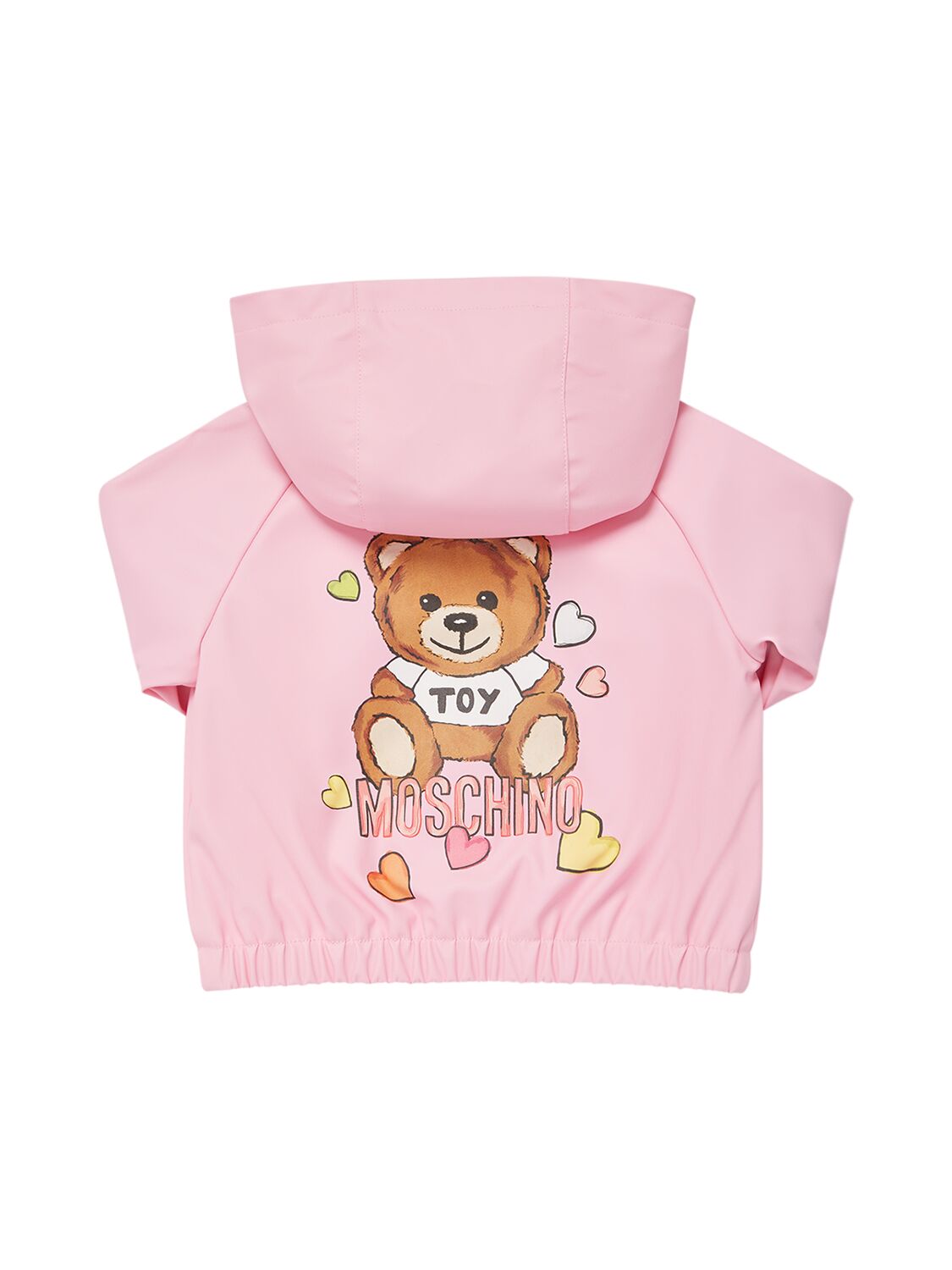Shop Moschino Hooded Coated Stretch Nylon Jacket In Pink