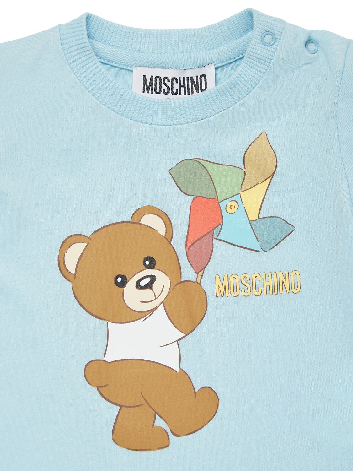 Shop Moschino Cotton Jersey T-shirt & Sweat Shorts In Blue Sky