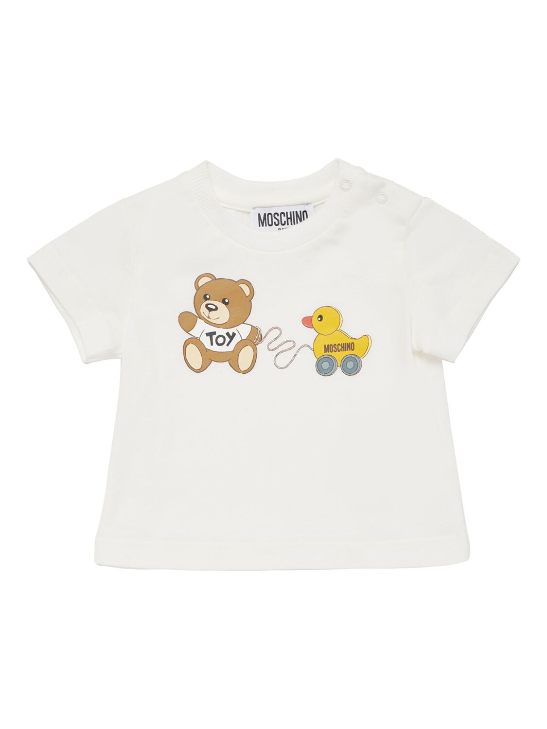 Moschino Babies' 棉质平纹针织t恤 In Off-white