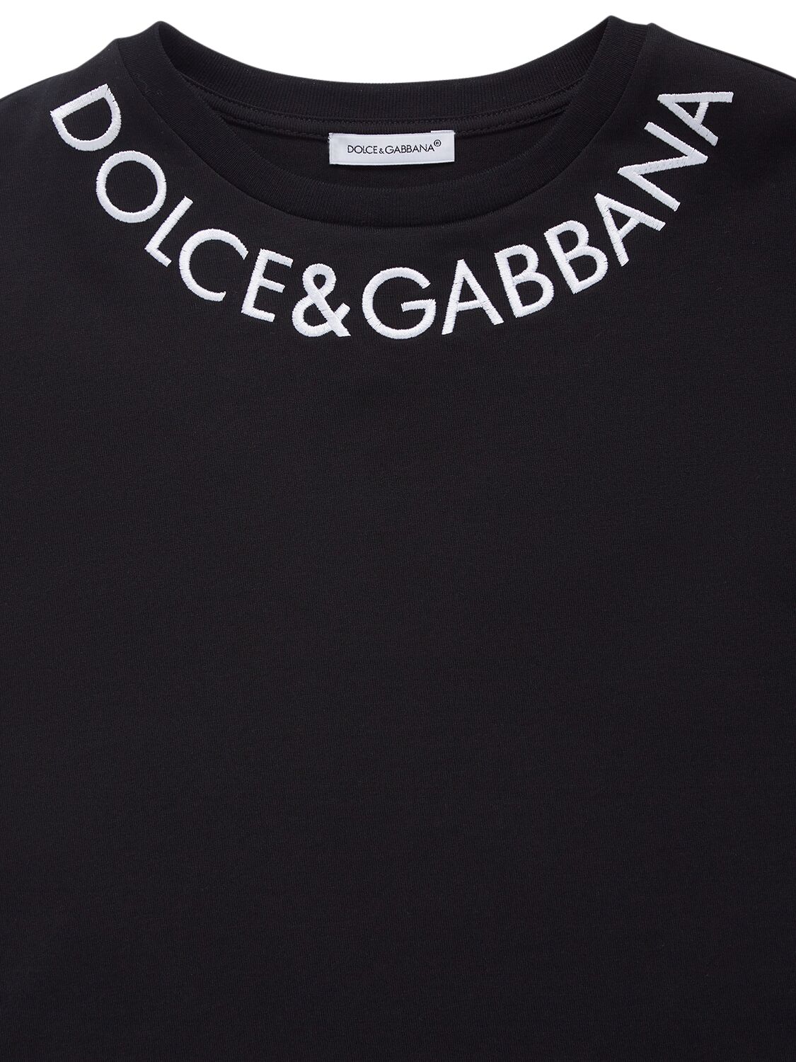 Dolce & Gabbana Embroidered Cotton Jersey T-shirt In Schwarz