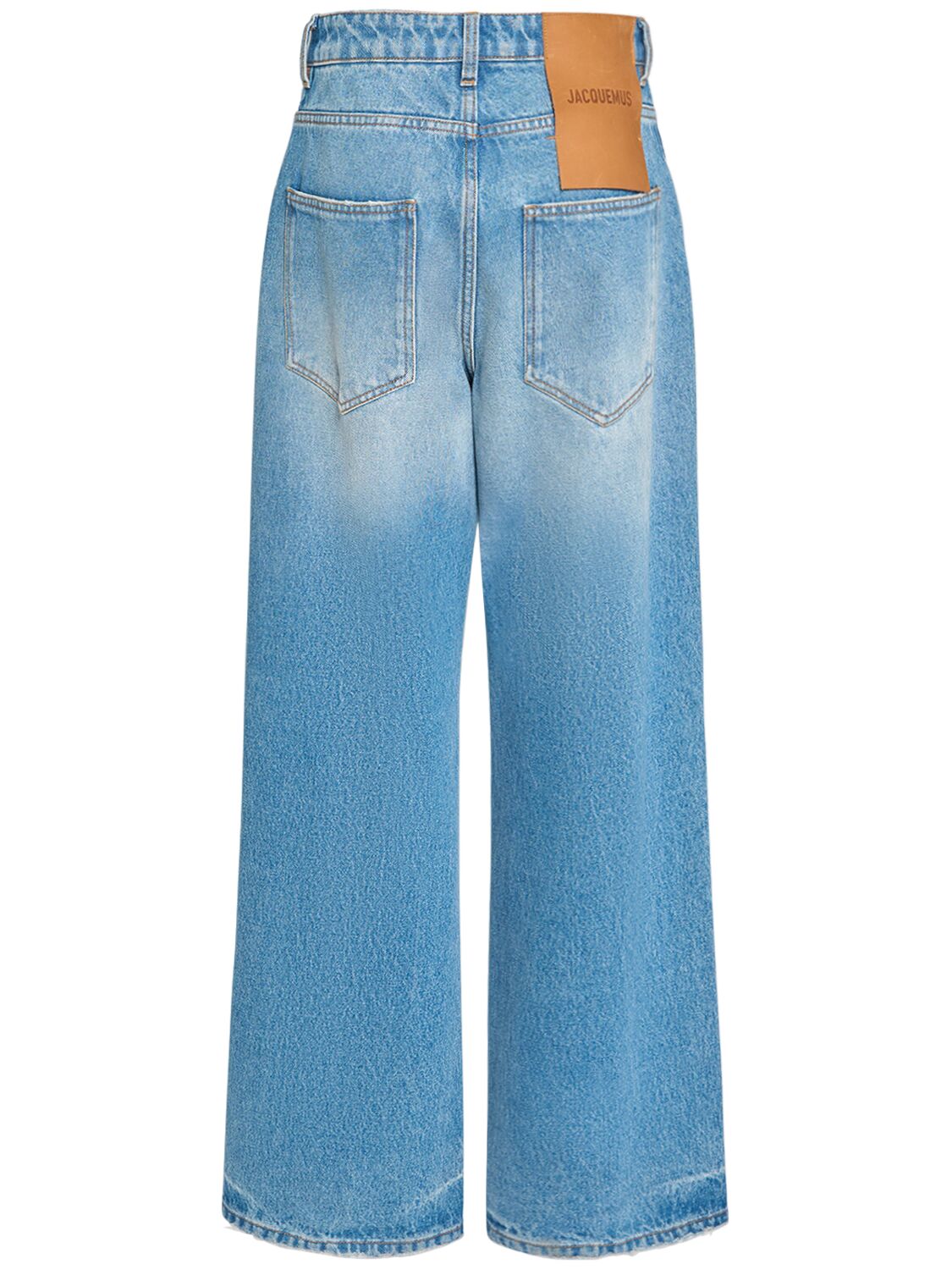 Shop Jacquemus Le De-nîmes Large High Rise Wide Jeans In Blue