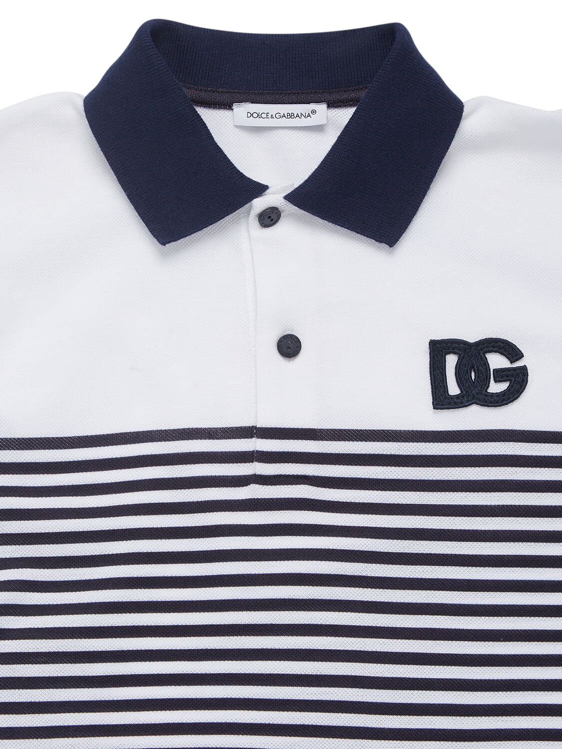 Shop Dolce & Gabbana Striped Cotton Jersey Polo In Weiss,blau