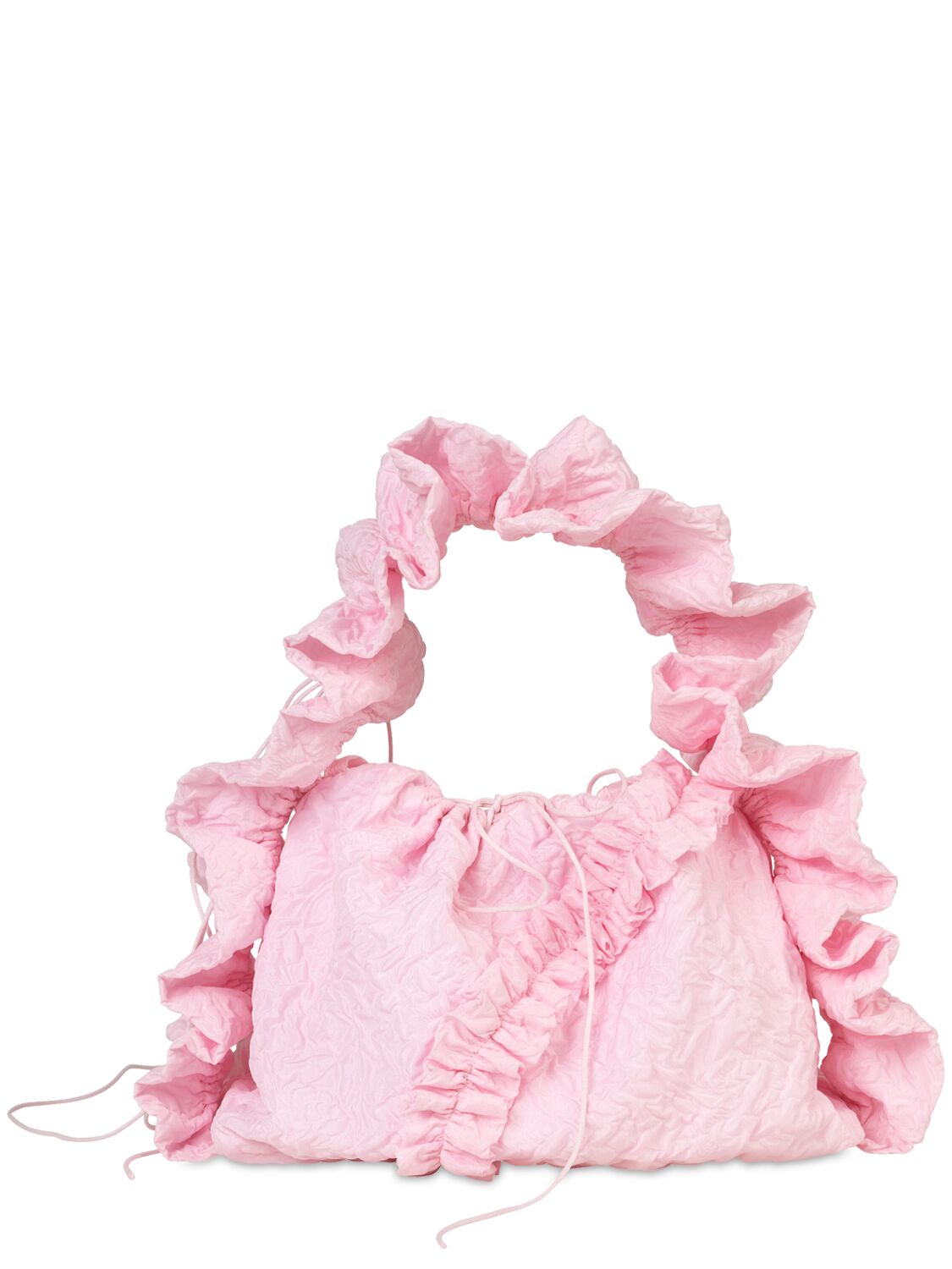 Cecilie Bahnsen Textured Finish Ruffle Bag With Top Handle In Pink