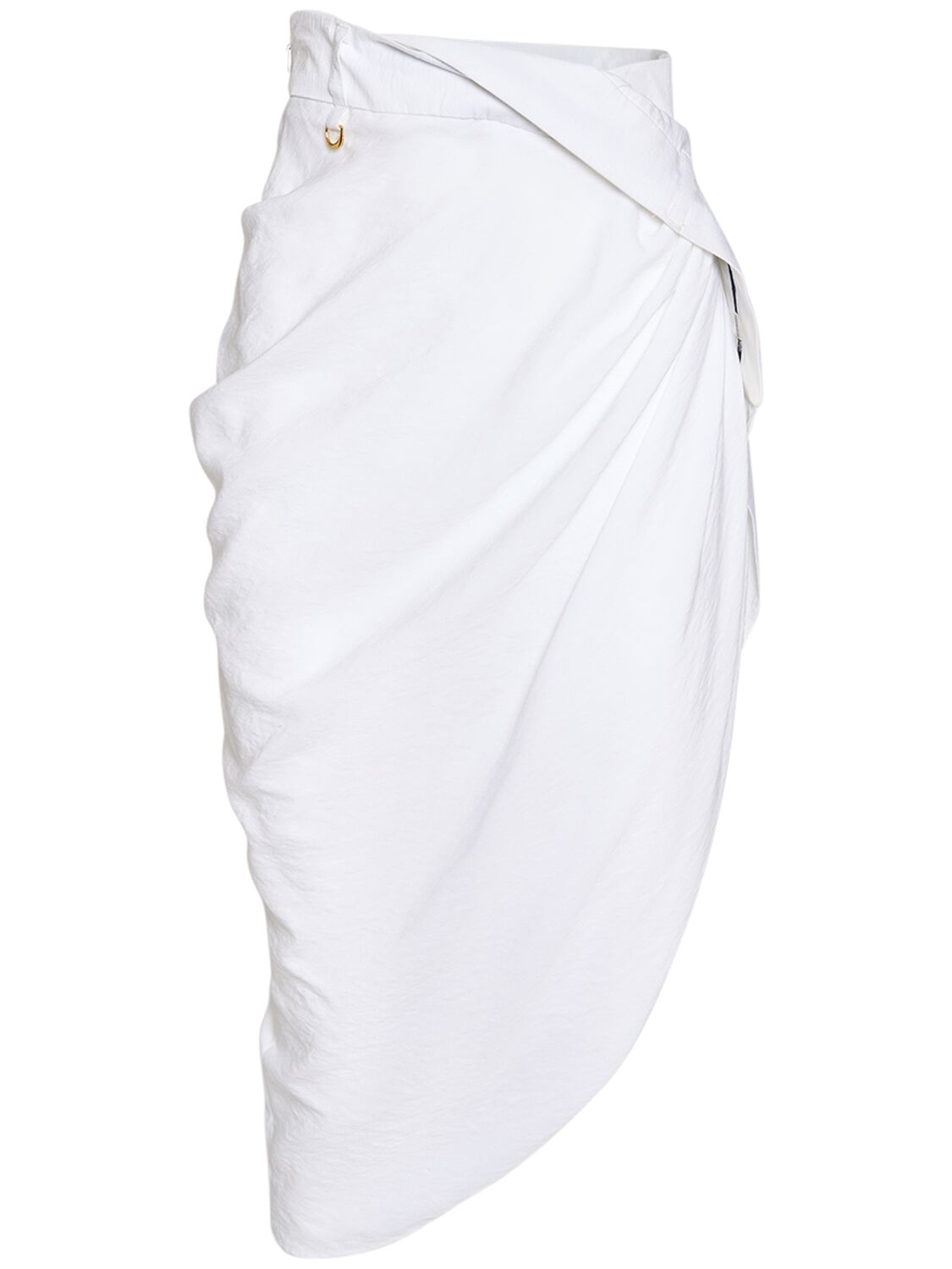Shop Jacquemus La Jupe Saudade Satin Midi Wrap Skirt In White
