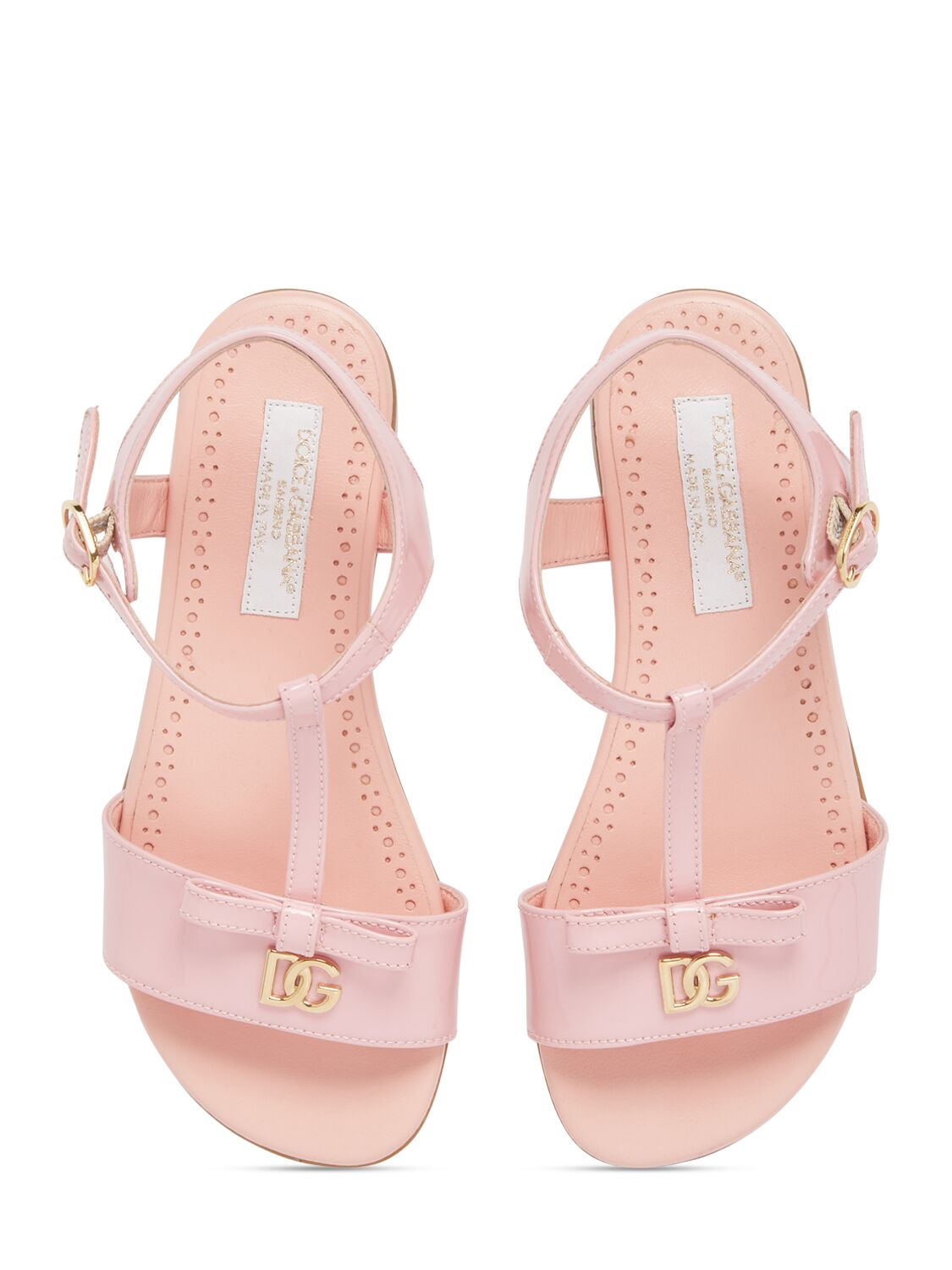 Shop Dolce & Gabbana Patent Leather Logo Sandals In Rosa
