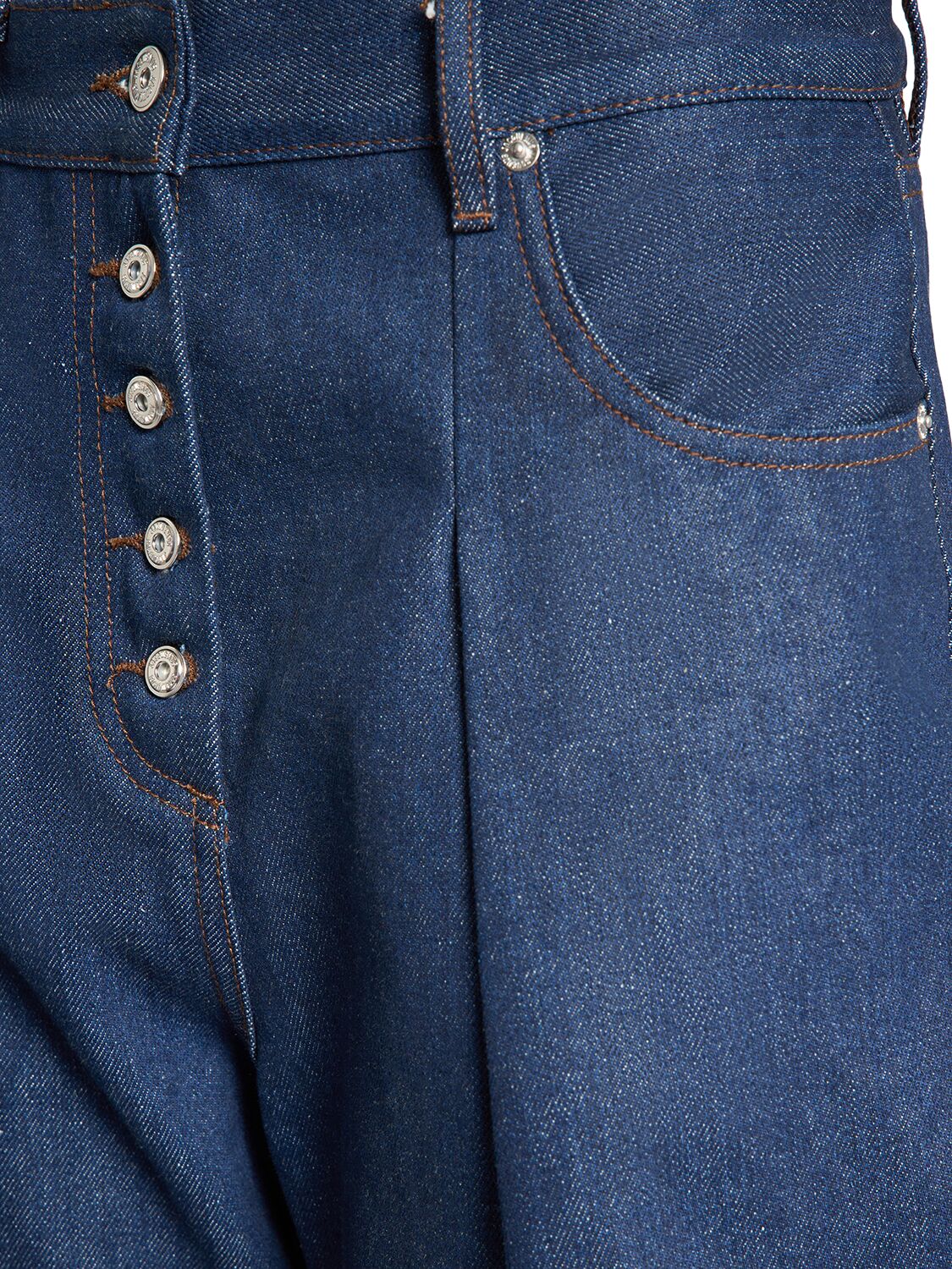 Shop Jacquemus Le De-nimes Ovalo Round Wide Jeans In Dark Blue