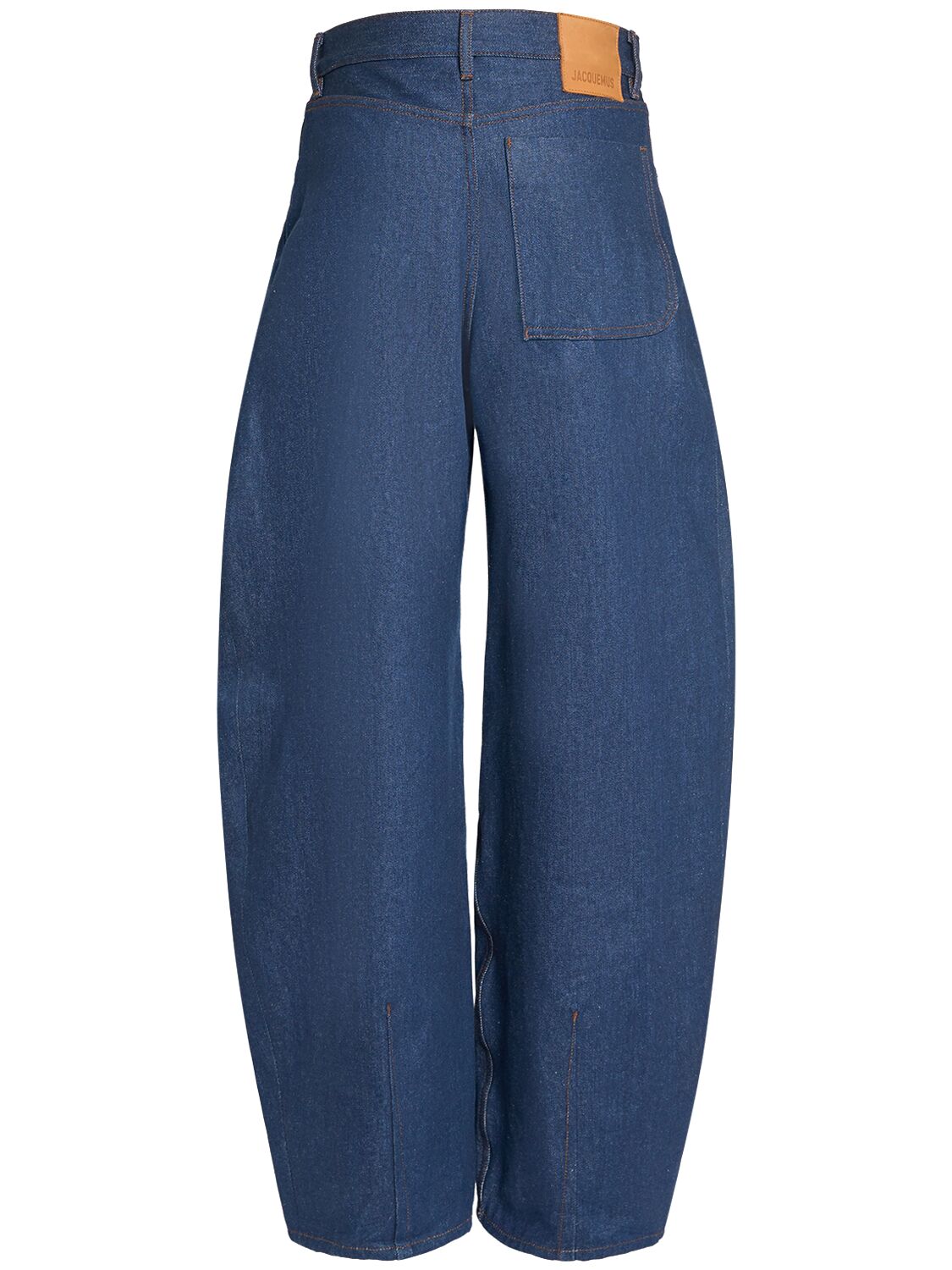 Shop Jacquemus Le De-nimes Ovalo Round Wide Jeans In Dark Blue