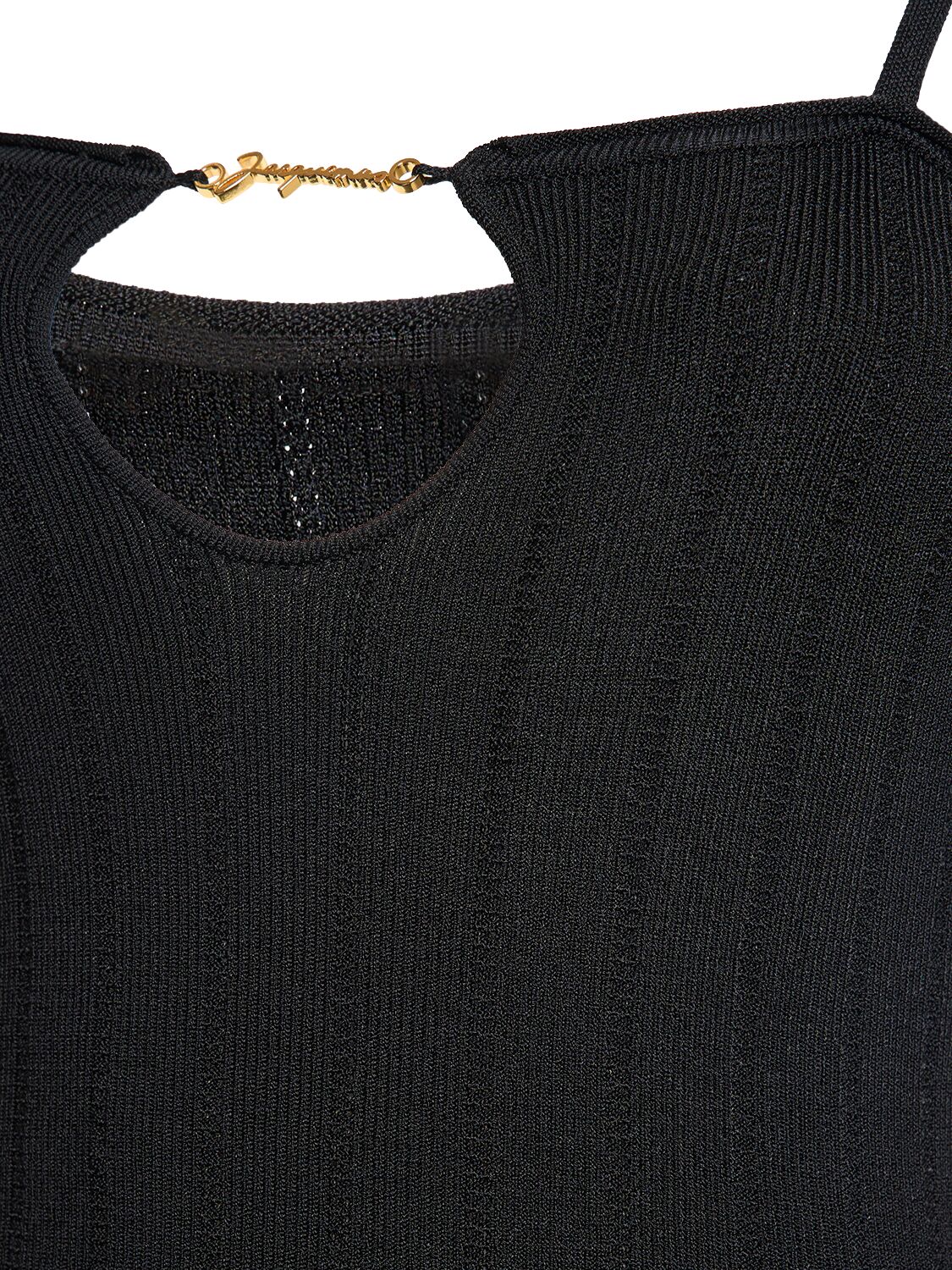 Shop Jacquemus La Robe Sierra Bretelles Knit Midi Dress In Black