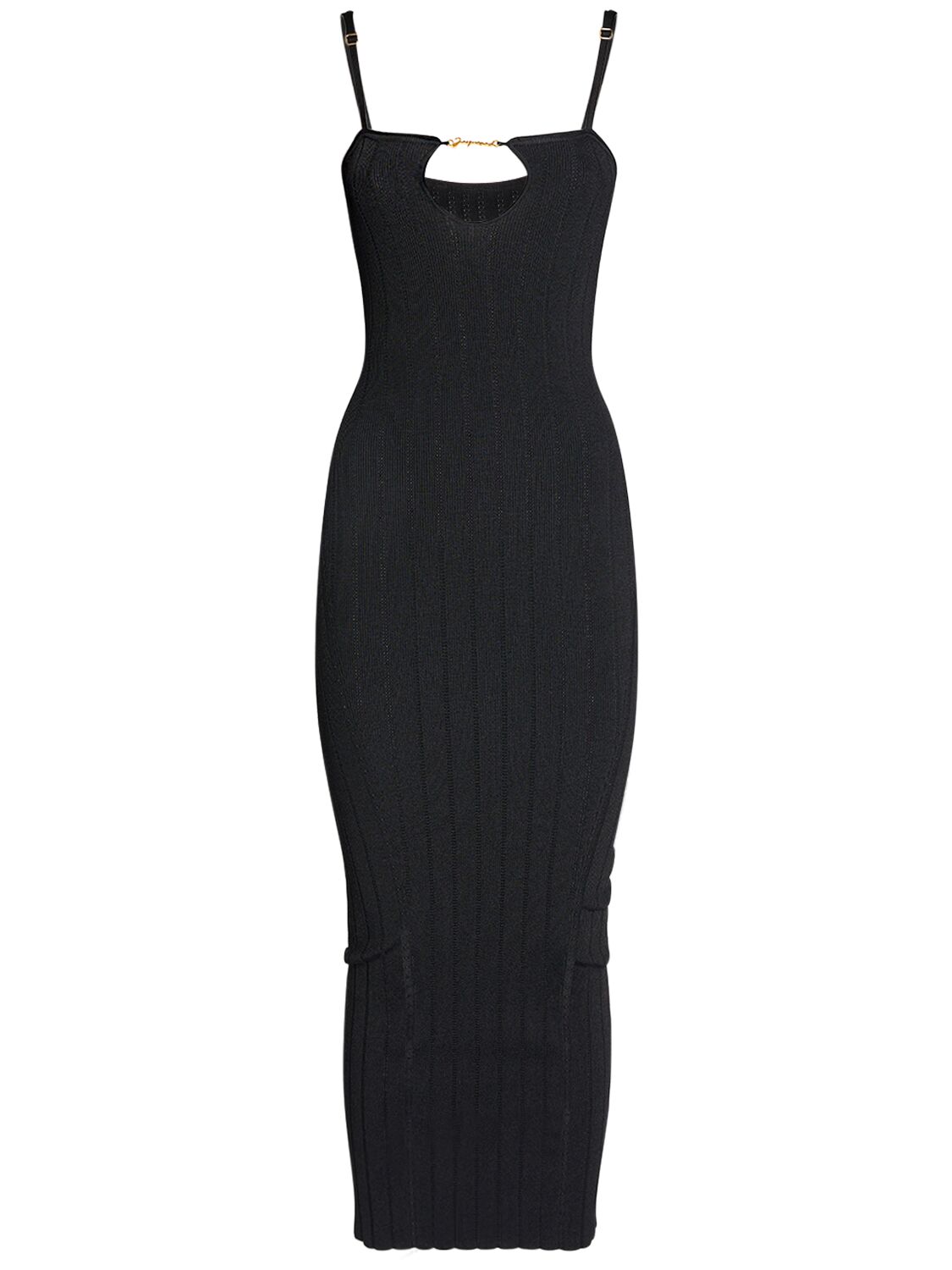 Shop Jacquemus La Robe Sierra Bretelles Knit Midi Dress In Black