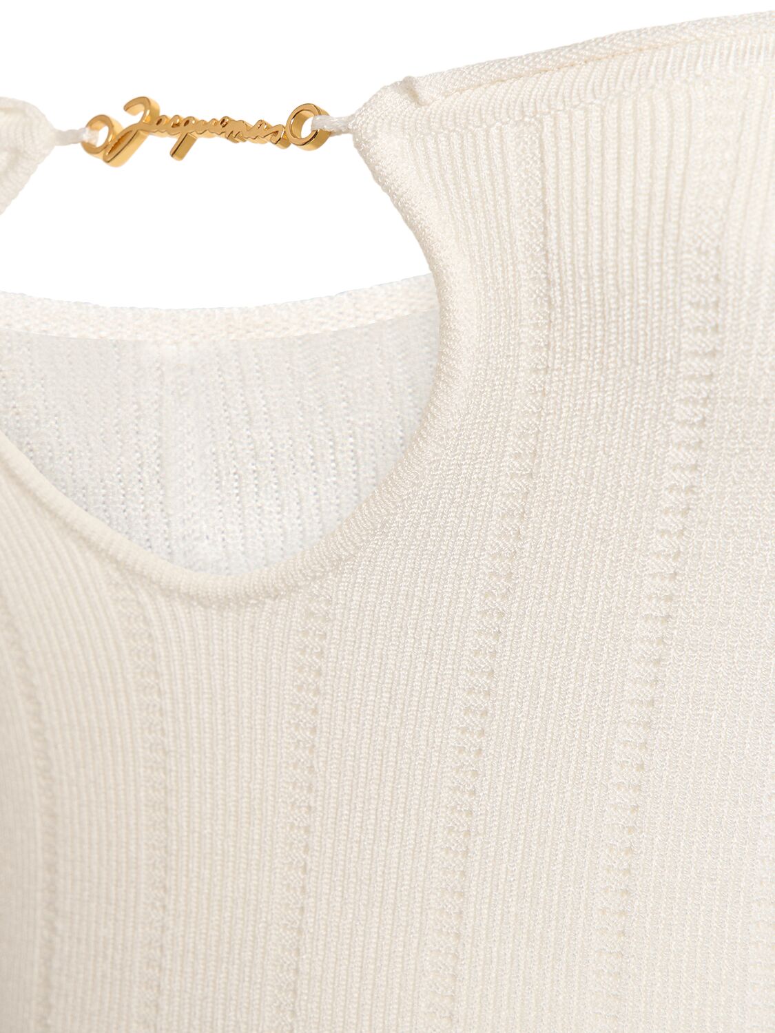 Shop Jacquemus La Robe Sierra Bretelles Knit Midi Dress In Off-white