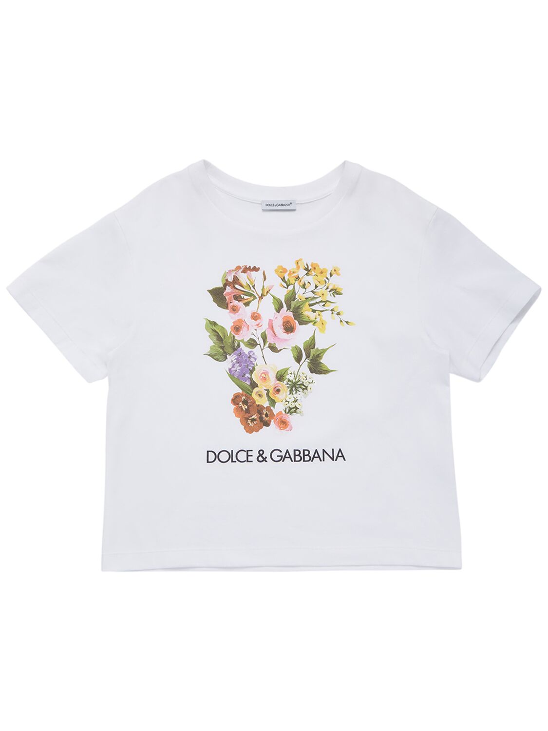 Shop Dolce & Gabbana Printed Cotton Jersey T-shirt In Weiss